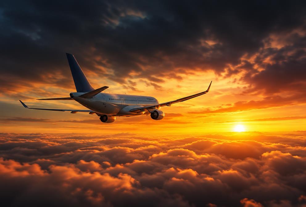 Flight Empires — passenger airplane above the clouds